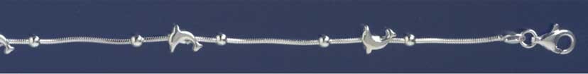 SPC 3 DOLPHINS SNAKE CHAIN BRACELET    =