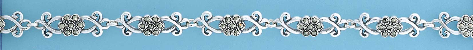 SPC MARCASITE FLOWER FANCY BRACELET