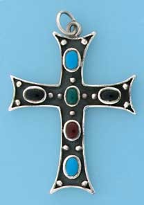 SPC 39x29mm MULTI-STONE CROSS