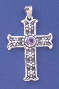 SPC FLOWER PATTERN AMETHYST CROSS