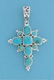 SPC 30x25mm FANCY TURQUOISE CROSS      =