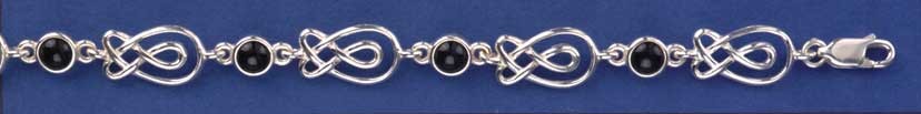 SPC ROUND ONYX/LYRE SHAPES LINKED BRAC.-