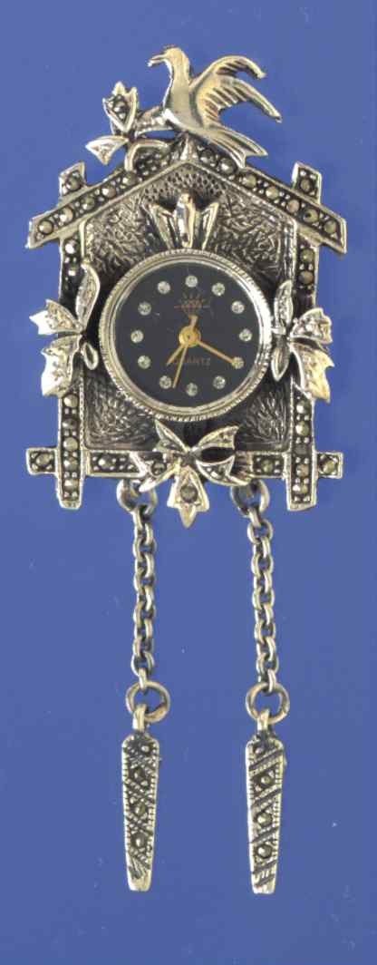 SPC MARCASITE CLOCK BROOCH