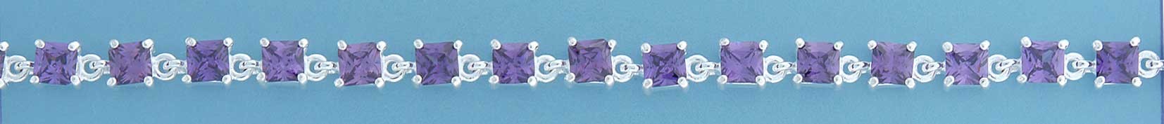 SPC 5mm SQ.PURPLE CZ TENNIS STYLE BRAC.=