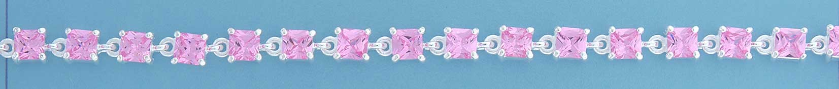 SPC 5mm SQ.PINK CZ TENNIS STYLE BRAC.  =