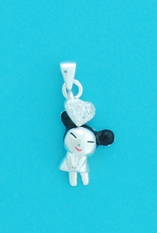 SPC BLACK ENAMEL/CZ CARTOON CHARACTER