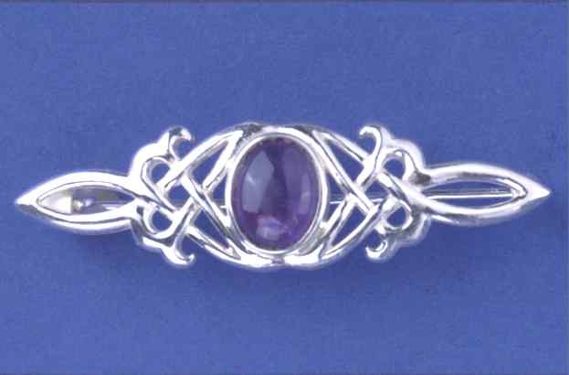 SPC 10x8 OVAL AMETHYST CELTIC BROOCH   =