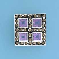 SPC AMETHYST/MARCASITE SQUARE PENDANT