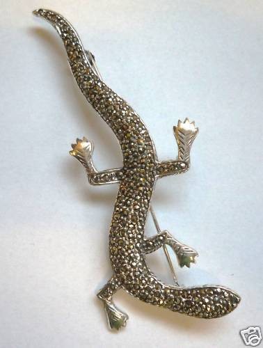SPC 4in LONG MARCASITE LIZARD BROOCH   =