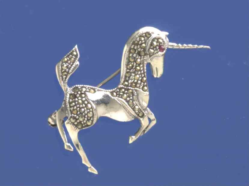 SPC MARCASITE UNICORN BROOCH           =