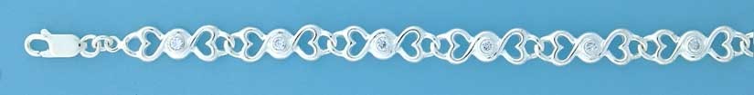 SPC CZ SET TWIST HEART LINK BRACELET