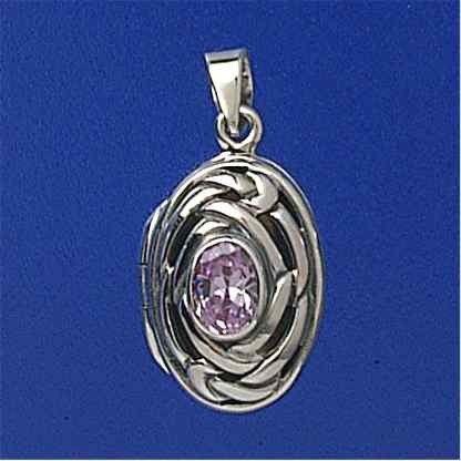 SPC OVAL LILAC CZ CELTIC FILIGREE LOCKET