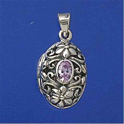 SPC LILAC CZ FILIGREE FLOWER LOCKET