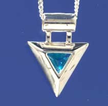 SPC FANCY TRIANGLE BLUE CZ PENDANT     =