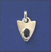 SPC OVAL SAPPHIRE SET SHIELD PENDANT   -