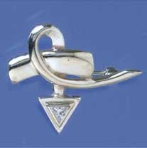 SPC TRIANGULAR CZ FANCY BROOCH