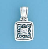 SPC SQ.LAVENDER CZ FILLIGREE SQ.PENDANT