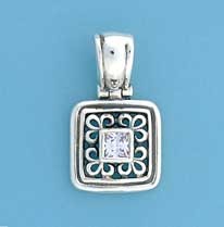 SPC SQ.CZ FILLIGREE SQ.PENDANT