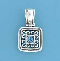 SPC SQ.SYN.TOPAZ FILLIGREE SQ.PENDANT