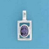 SPC OPEN SQ.OVAL PURPLE CZ PENDANT