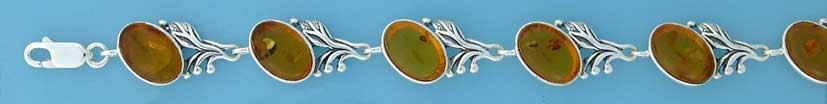 SPC OVAL AMBER STONES LEAF BRACELET    =