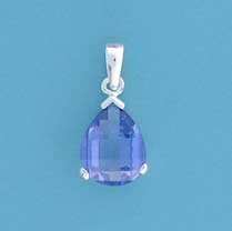 SPC CURVED TEARDROP VIOLET CZ PENDANT  =
