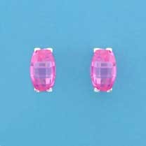 SPC CURVED OVAL PINK FACETED STUDS