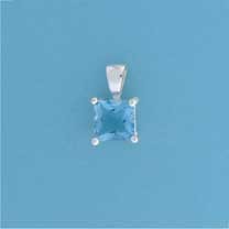 SPC 6mm CLAW SET SQUARE PENDANT-BLUE   =