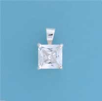 SPC 8mm CLAW SET SQUARE CZ PENDANT     =