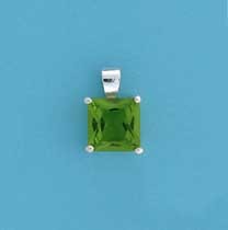 SPC 8mm CLAW SET SQUARE PENDANT-GREEN  =