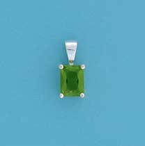 SPC 8x6mm CLAW SET RECT.PENDANT-GREEN  =