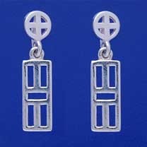 SPC ROUND STUD/RECT.WINDOW DROP EARRINGS