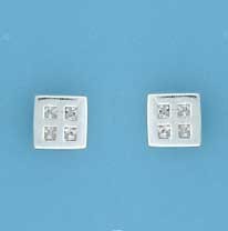 SPC CZ RM STYLE SQUARE STUD EARRINGS
