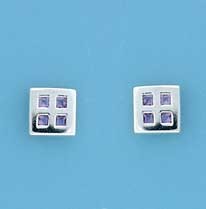 SPC AMETHYST RM STYLE SQUARE STUDS