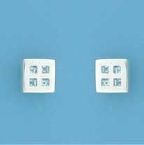 SPC BLUE TOPAZ RM STYLE SQUARE STUDS