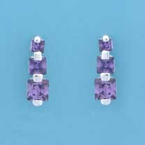 SPC 3 SQ.SHAPE PURPLE CZ TAPERING STUDS=