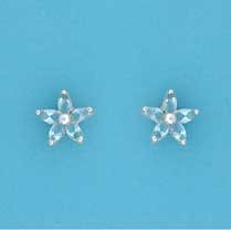 SPC 9mm MARQUIS FLOWER STUDS-BLUE      =