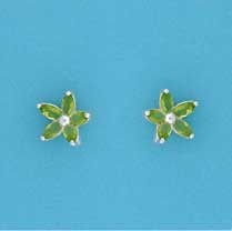 SPC 9mm MARQUIS FLOWER STUDS-GREEN     =