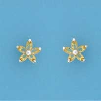 SPC 9mm MARQUIS FLOWER STUDS-YELLOW    =
