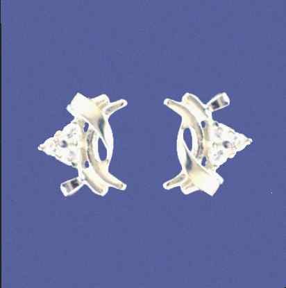 SPC 3 CZ FANCY STUD EARRINGS