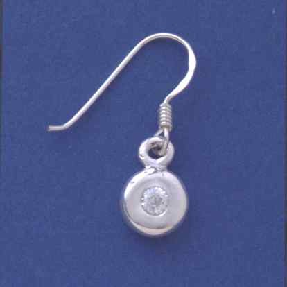 SPC 10MM DISC/SMALL CZ DROP EARRING    =
