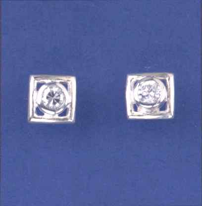 SPC 8mm SQ STUDS WITH 4mm RUB SET CZ   =