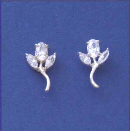 SPC OVAL AND MARQUISE CZ'S FLOWER STUDS=
