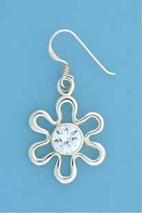 SPC 8mm CZ WIRE FLOWER DROP EARRINGS