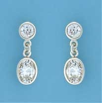 SPC 6mm CZ STUD WITH 8mm CZ OVAL DROP  =