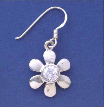 SPC 16MM DAISY DROP EARRING WITH CZ    =