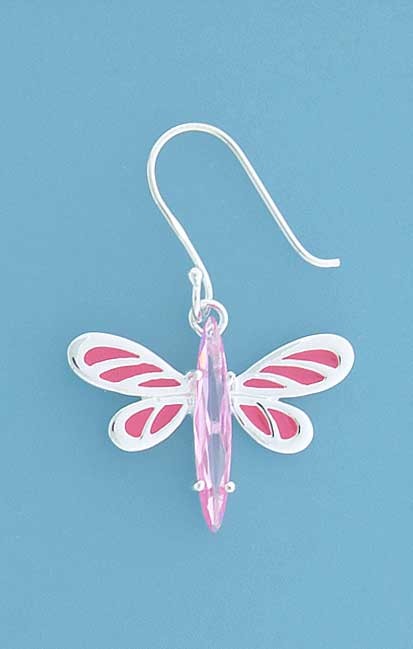 SPC PINK CZ/ENAMEL BUTTERFLY EARRING   =
