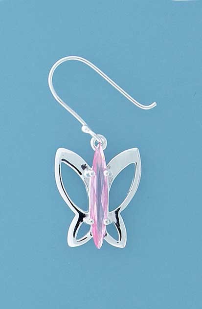 SPC MARQUIS PINK CZ BUTTERFLY EARRINGS =