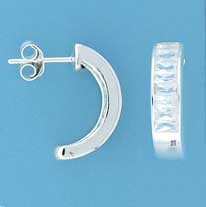 SPC PRINCESS CUT CZ 1/2 HOOP STUDS     =