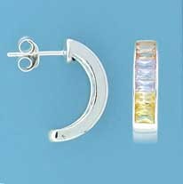 SPC PRINCESS CUT MULTICOL 1/2 HOOP STUD=